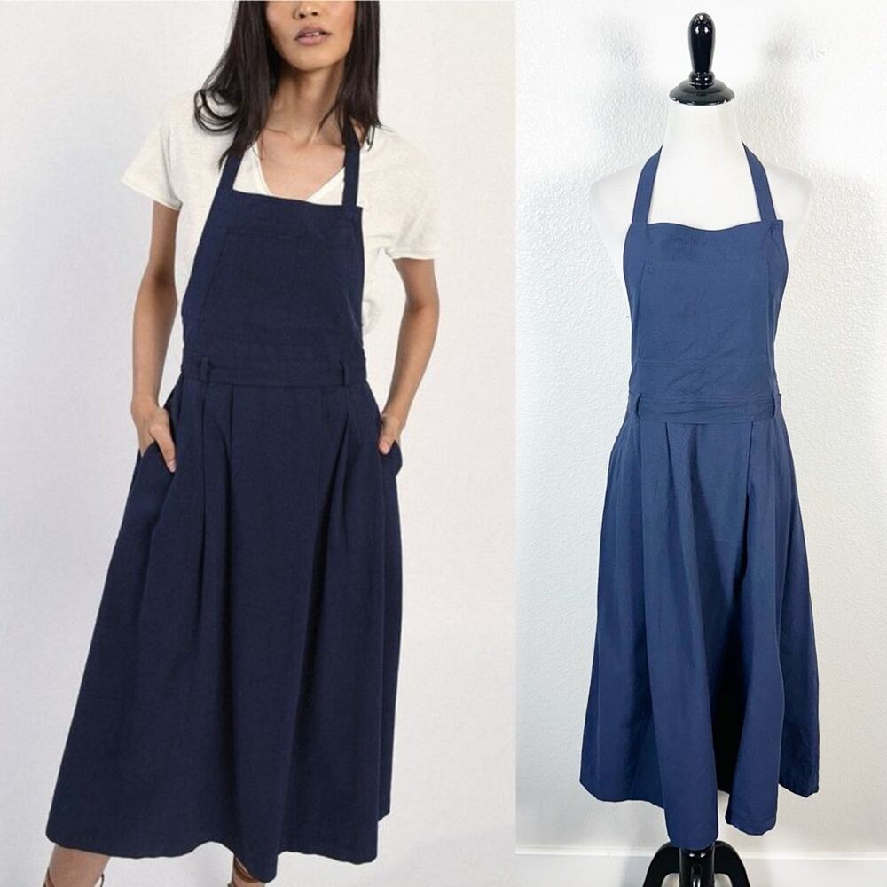 Molly Bracken Navy Blue Apron-Style Midi Dress